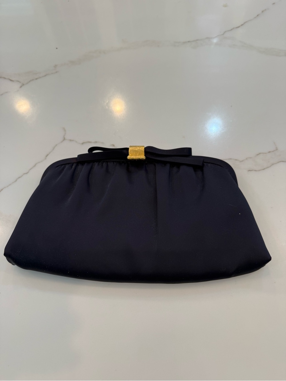 After Five Vintage Navy Satin Clutch Purse